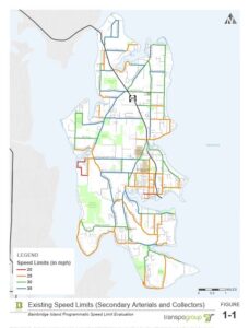 Bainbridge Island Speed Limits arterial roads map 2023