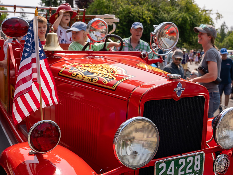 Classic Fire truck fun for kids at the Grand Old 4th