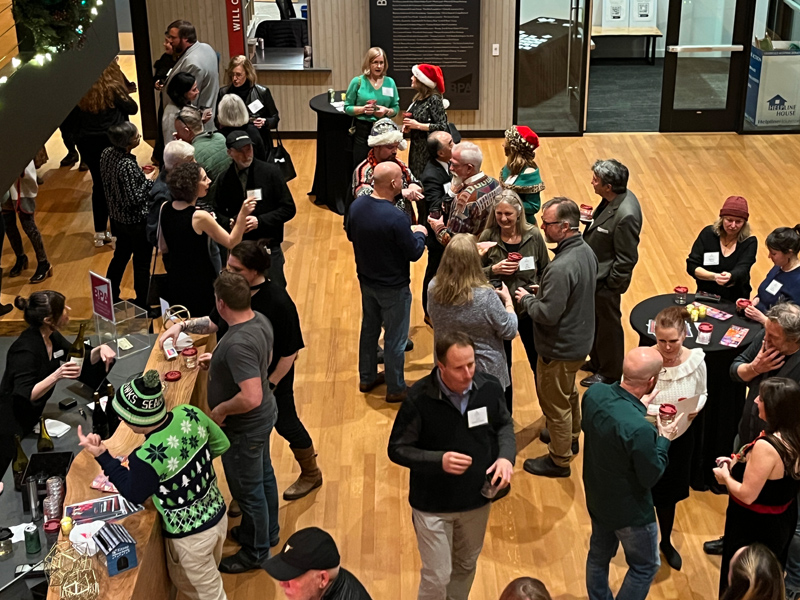 A view from the balcony at the Bainbridge Chamber's Holiday After Hours 2023